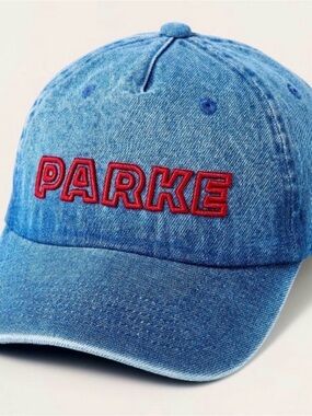 Parker Light Blue Denim Kids Baseball Cap with Red Embroidery